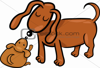 cartoon puppy and his dog mom