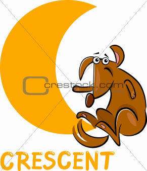 crescent shape with cartoon dog