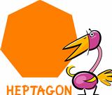 heptagon shape with cartoon bird