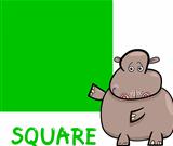 square shape with cartoon hippo