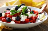 Greek style salad with feta cheese and olives