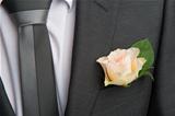 rose boutonniere flower on groom's wedding coat