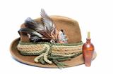 old hunting hat and game call