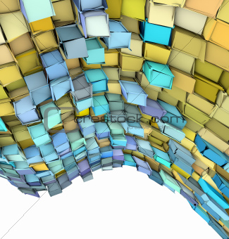 abstract 3d wave shape backdrop in yellow and blue