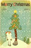 snowman and big Christmas tree
