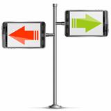 Pole with Smartphone and Arrows