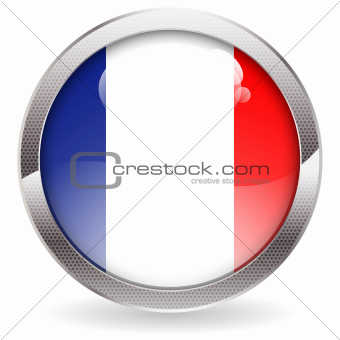 Gloss Button with French Flag