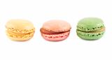 Colorful french macaroons in a row