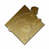 rugby player metallic gold
