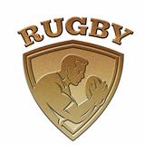 rugby player shield metallic gold
