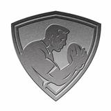 rugby player shield metallic silver
