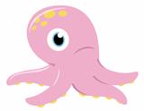 Cute pink Octopus isolated on white