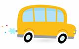 Yellow cartoon school bus isolated on white