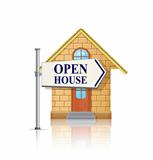 Open House for Sale with White Real Estate Sign