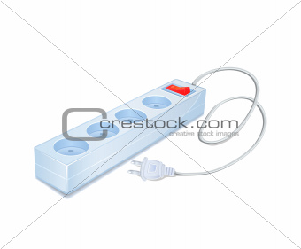 Power Strip Icon with Cord and Plug