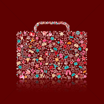 Colorful Luggage Icon Composed from Silhouettes