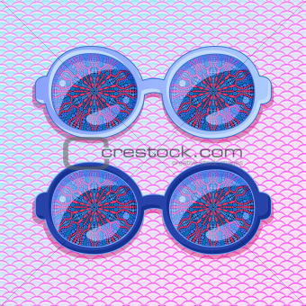 Violet Frame with Abstract Flower Glasses