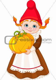 Garden Gnome with pumpkin