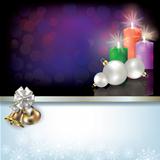 Christmas background with candles and decoration