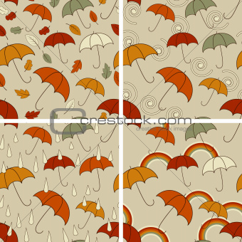 4 Vector Autumn  Seamless Patterns
