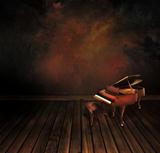 Vintage piano on Art abstract background
