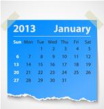 2013 calendar january colorful torn paper