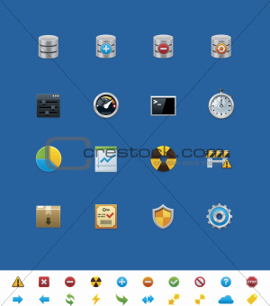 Vector common website icons. Database