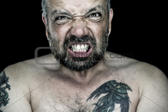 angry man with beard