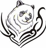 Tattoo with panda head. Color vector illustration.