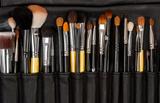 Makeup brushes in leather