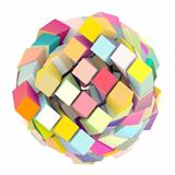 3d abstract cube ball shape in multi rainbow color 