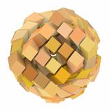 3d abstract cube ball shape in orange on white
