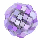 3d abstract cube ball shape in purple magenta on white