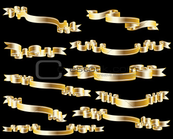 Set of golden ribbon