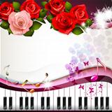 Piano keys with roses