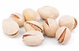 Salted pistachios isolated on white