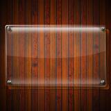 Glass Plate on Wood Background