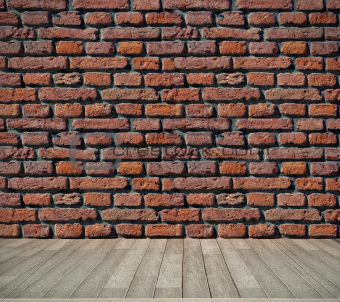  brick  wall and wooden floor 