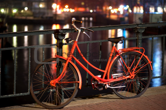 Orange bicycle in Amsterdam