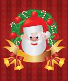 Santa Claus in Christmas Wreath Illustration