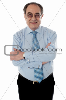 Closeup shot of smiling matured businessman