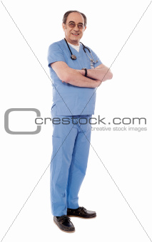 Aged medical professiona with stethoscope