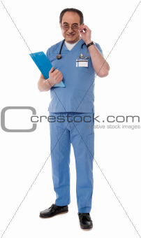 Mature medical professional, full length