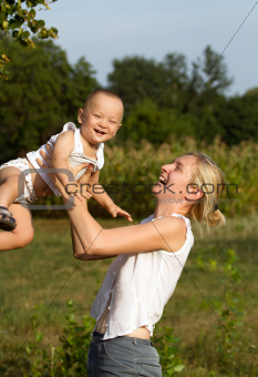 Mother And Son Outdoors