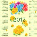 Calendar 2013 with flowers