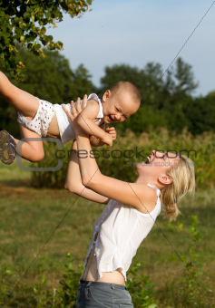 Mother And Son Outdoors