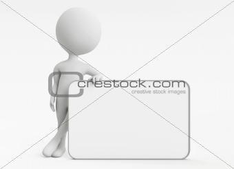 3d humanoid character with empty board