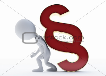 3d humanoid character with a paragraph sign