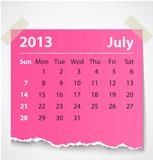 2013 calendar july colorful torn paper