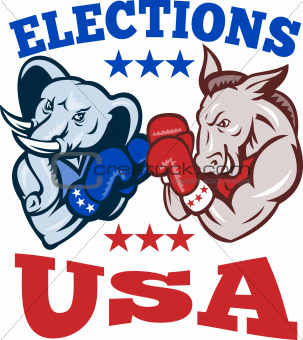Democrat Donkey Republican Elephant Mascot USA
